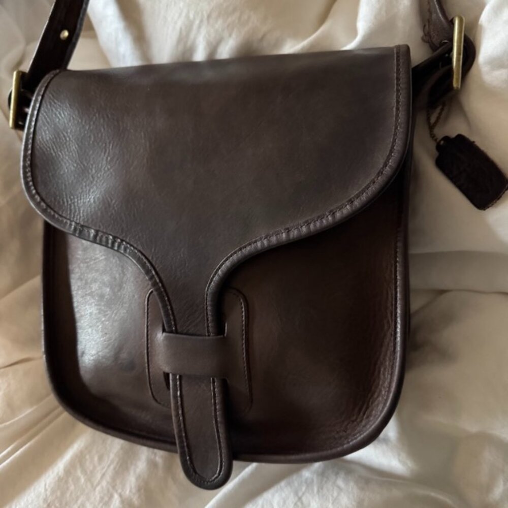 Auth Vintage 8920 Pre-Creed Coach Mocha Brown Large Courier Pouch Shoulder Bag